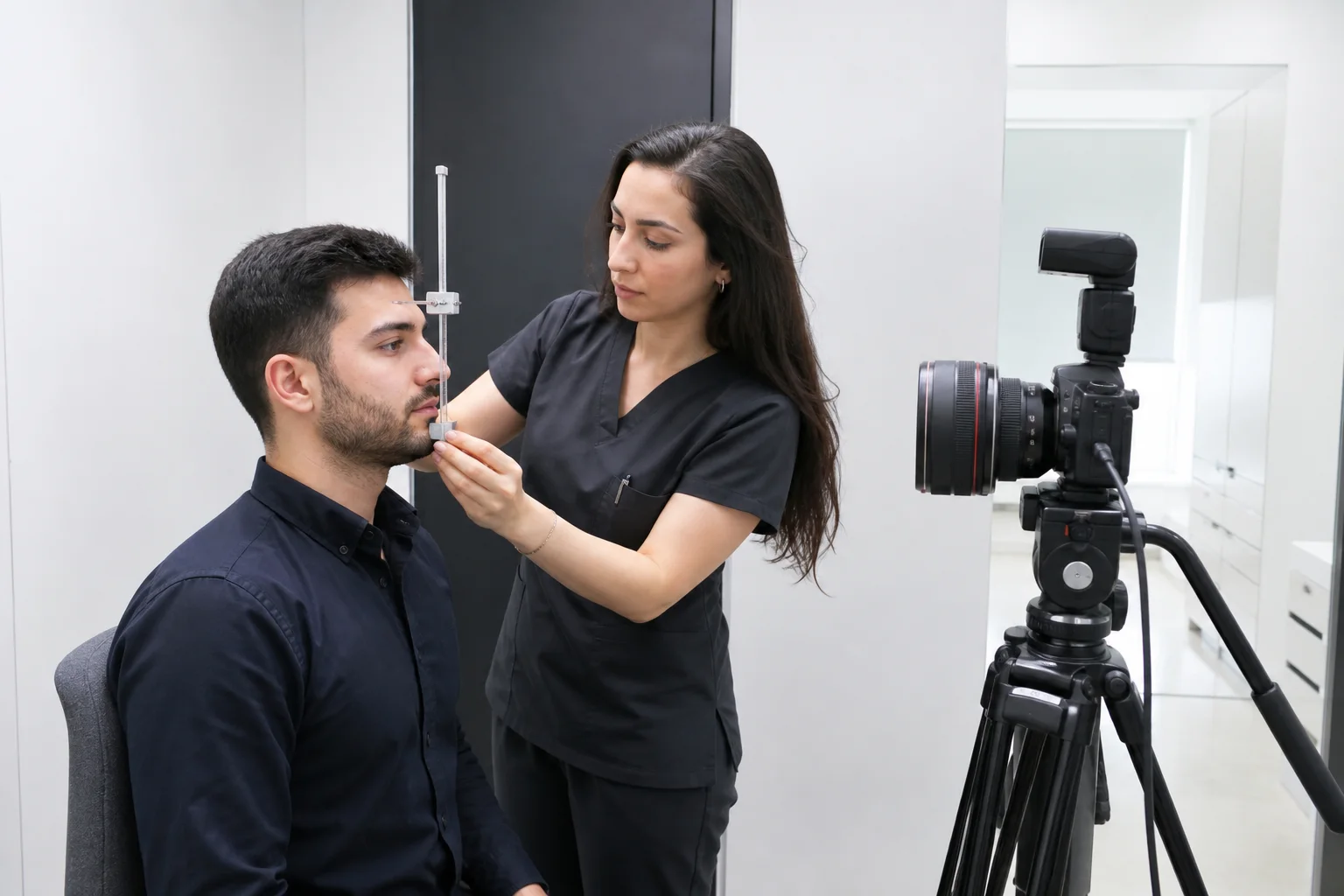Dijital gülüş tasarımı için standart yüz fotoğrafı kaydı