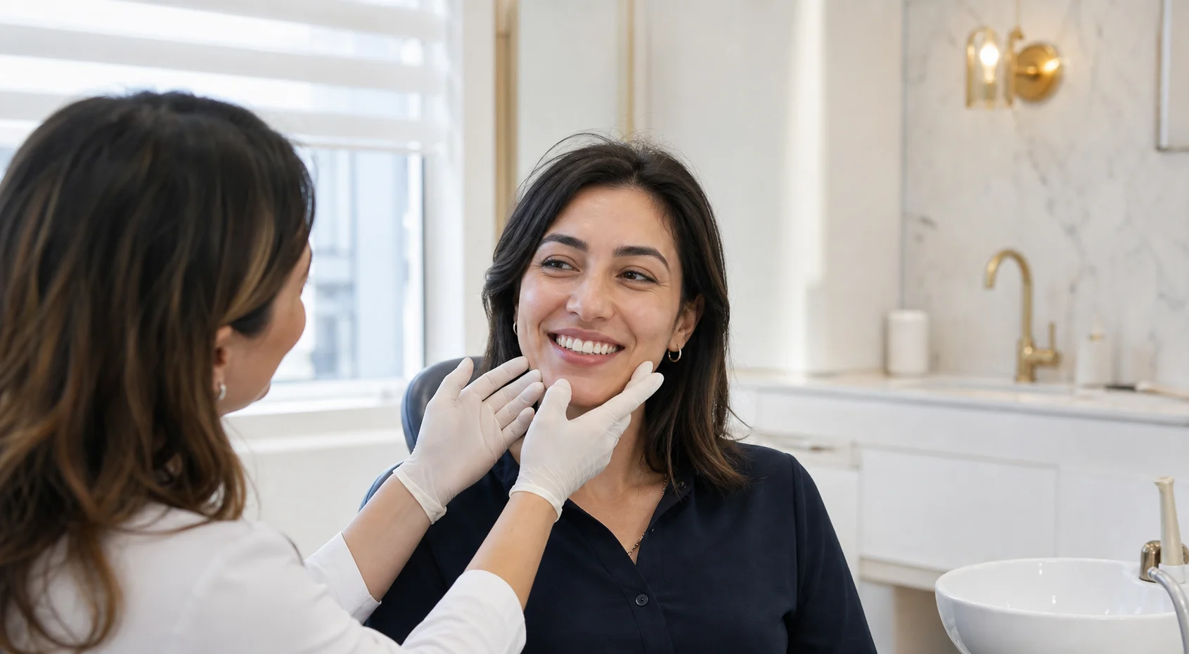Hollywood Smile planlaması öncesinde gülüşü değerlendirilen hasta