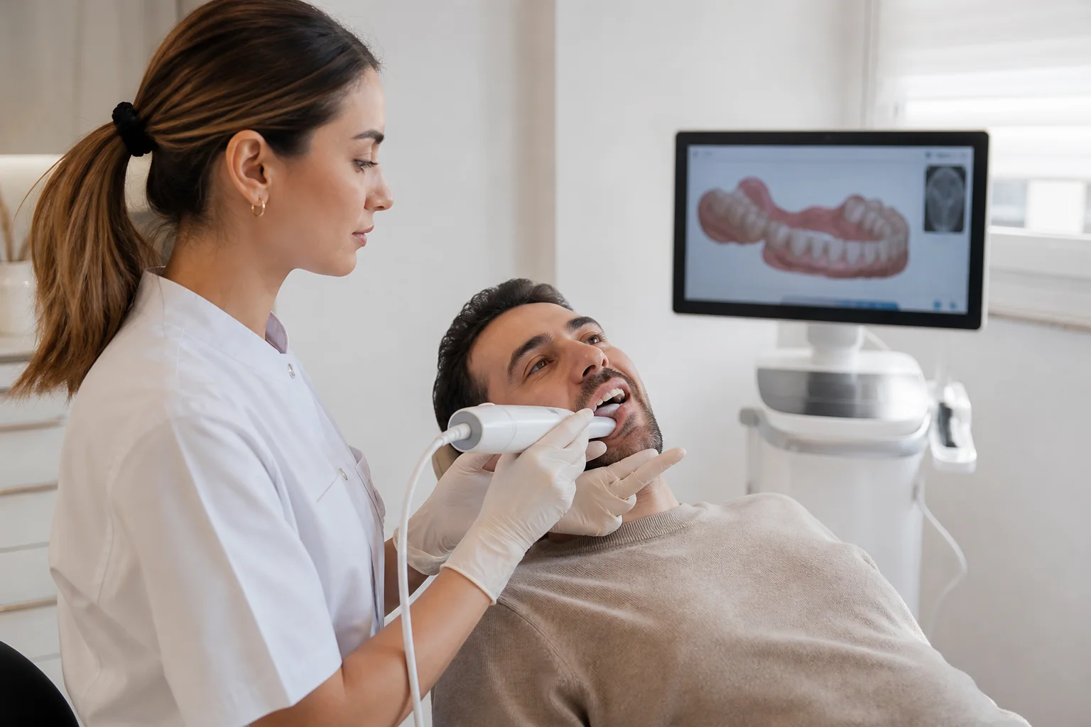 Hollywood Smile planlaması için dijital ölçü kaydı alınan hasta