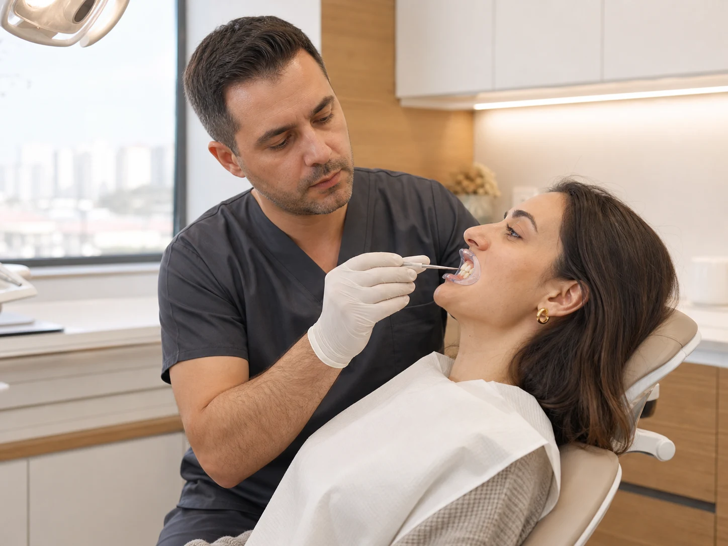 Evaluation of tooth alignment and bite during orthodontic examination