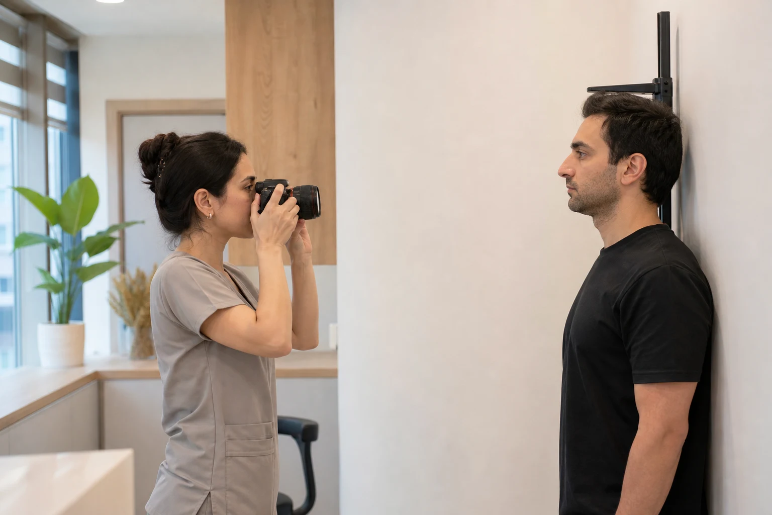 Taking a standard facial profile photograph for orthodontic planning