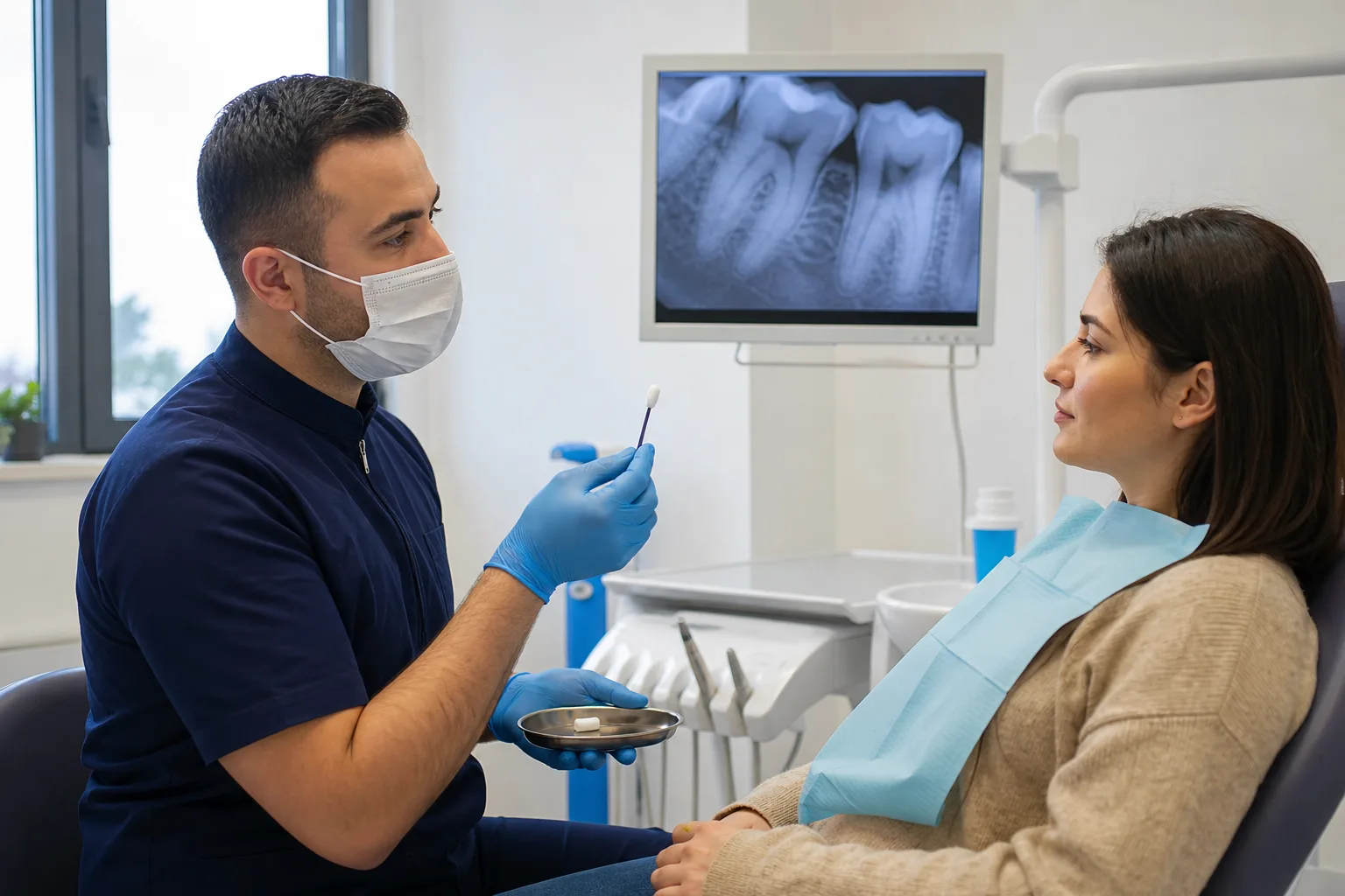 Restoratif ve endodontik tedavi öncesi soğuk testi ve diş röntgeni değerlendirmesi