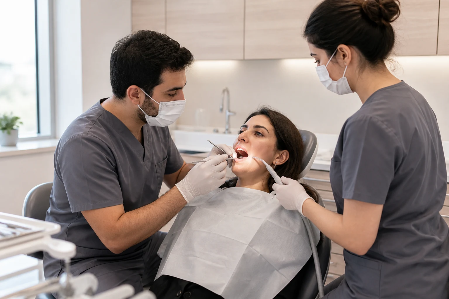 Alt 20’lik diş bölgesini klinik olarak muayene eden ekip